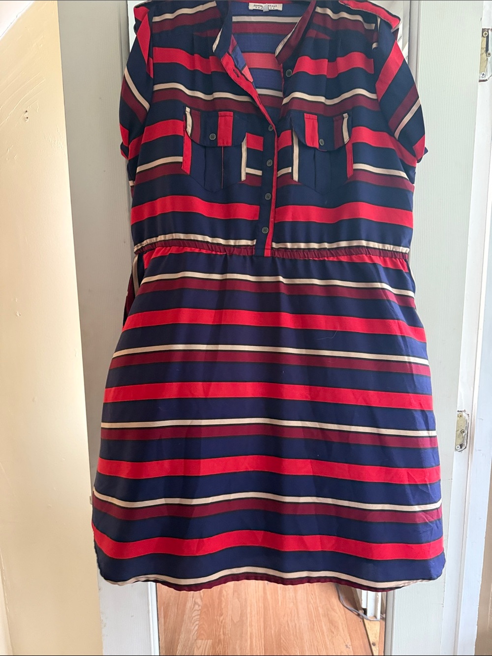 Speed Control Navy, Red and Cream Striped Mini Dress